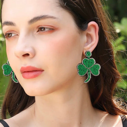 Shake Your Shamrocks – Beaded Clover Earrings with Gold or Silver Sparkle!🍀 - Rhythms of Grace Creative