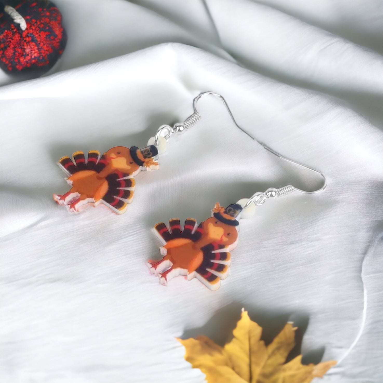 Turkey Earrings - Thanksgiving Earrings, Thanksgiving Accessories, Turkey Trot, Thanksgiving Turkey Earrings - Rhythms of Grace Creative