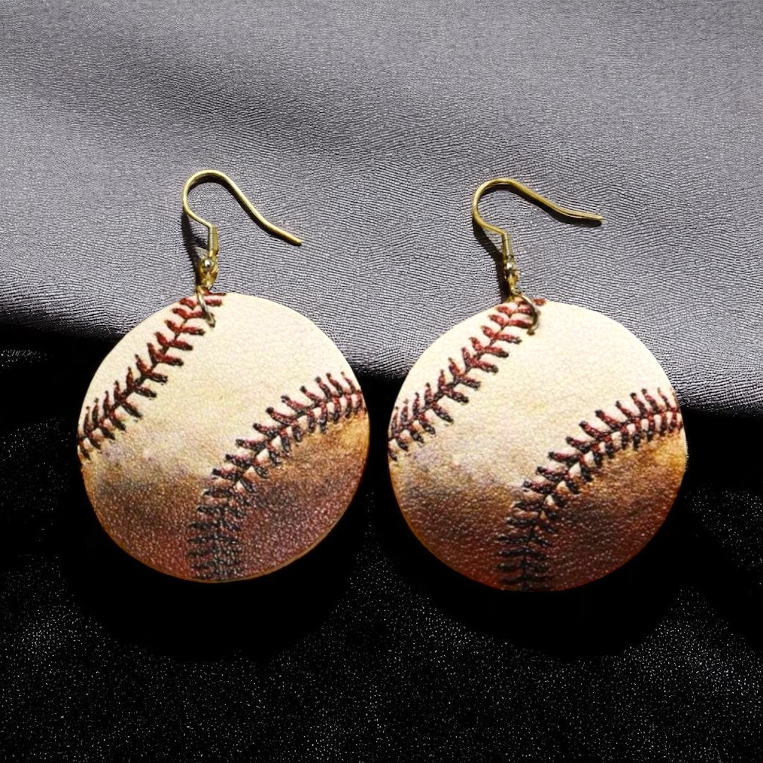 Home Run Style: Realistic Baseball Dangle Earrings!