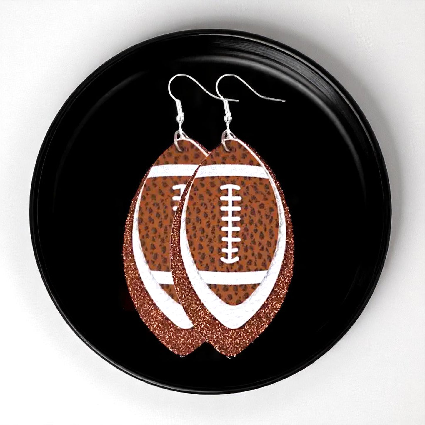 Game Day Glam: Brown and White Football Earrings for the Ultimate Fan!