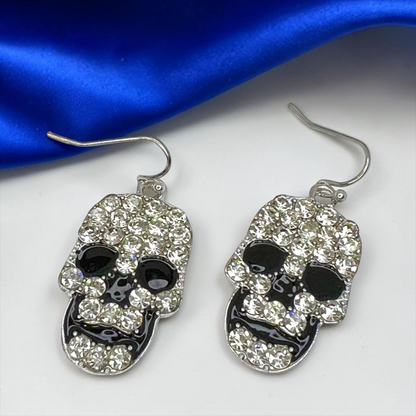 Rhinestone Skull Earrings - Halloween Jewelry, Halloween Accessories, Trick or Treat, Halloween Costume