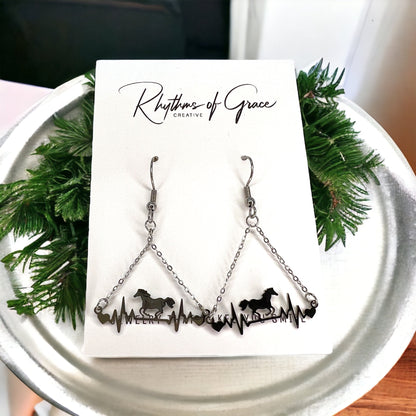 Gallop into Elegance: Stunning Horse Dangle Earrings - Rhythms of Grace Creative