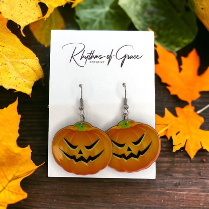 Halloween Earrings - Halloween Accessories, Witch Earrings, Not So Scary, Pumpkin Earrings, Scream Ghost - Rhythms of Grace Creative