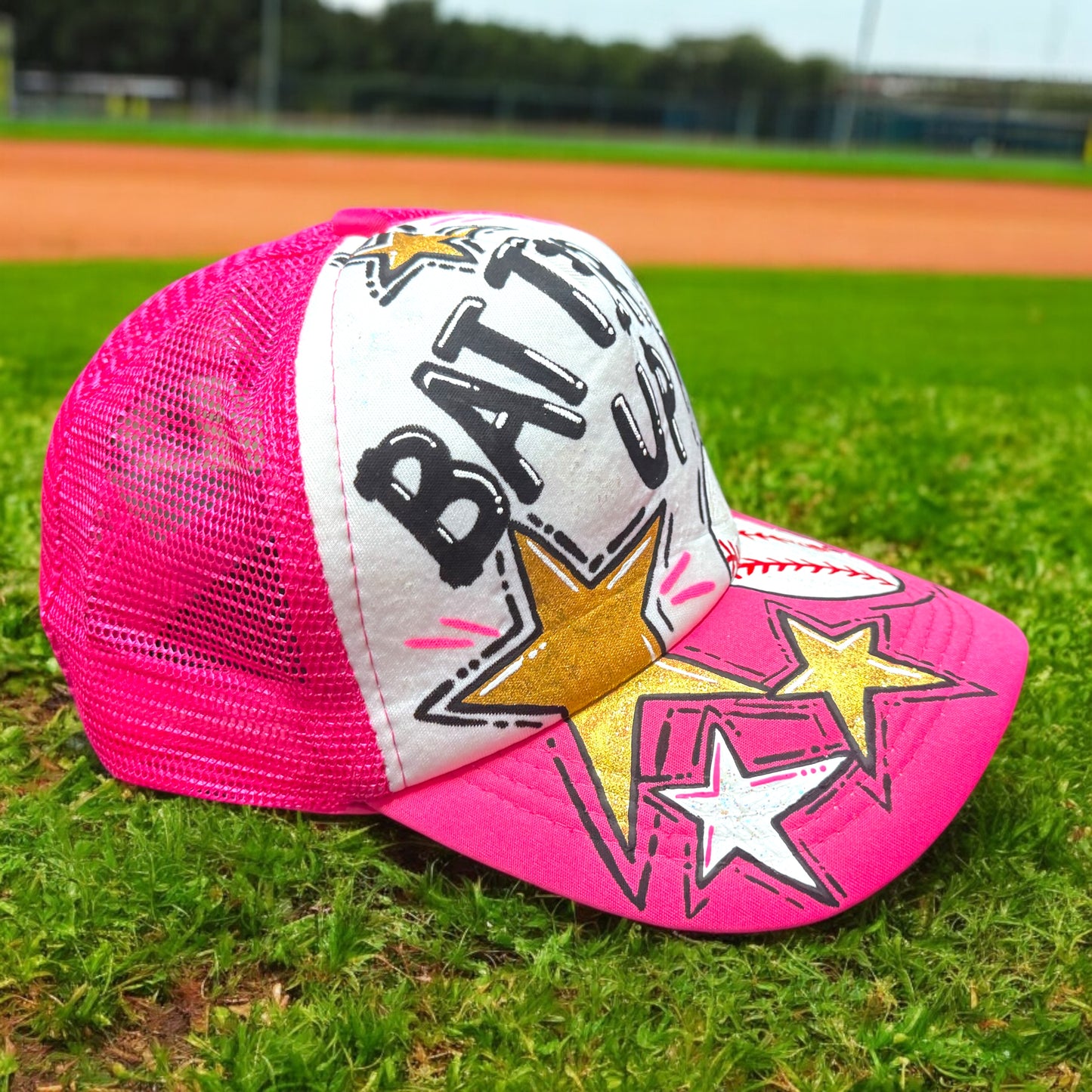 Handpainted Mesh Back Trucker Hat - Score Big with Style! 🎉