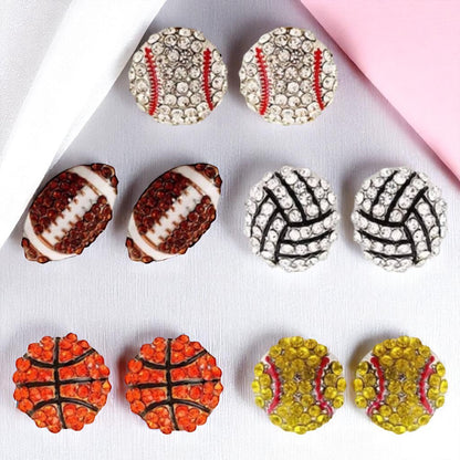 Score Big with Sparkle! Rhinestone Sports Stud Earrings