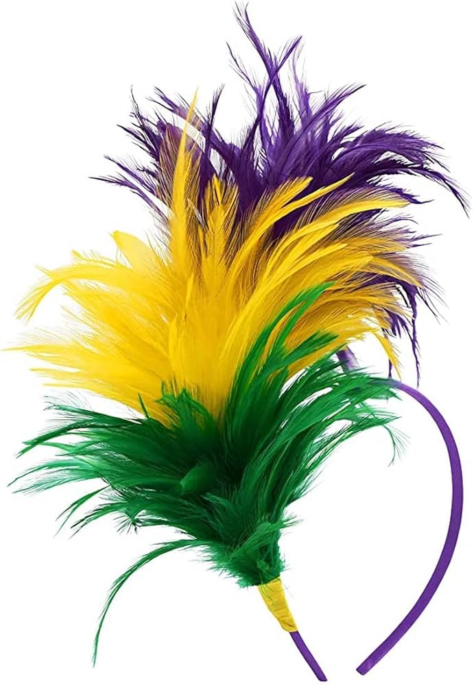 Mardi Gras Feathered Headband | Purple, Green & Gold Festive Headpiece | Parade & Party Accessory