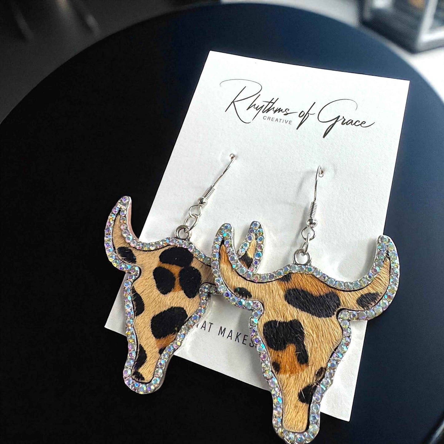 Giddy Up Glam: Rhinestone Longhorn Dangle Earrings