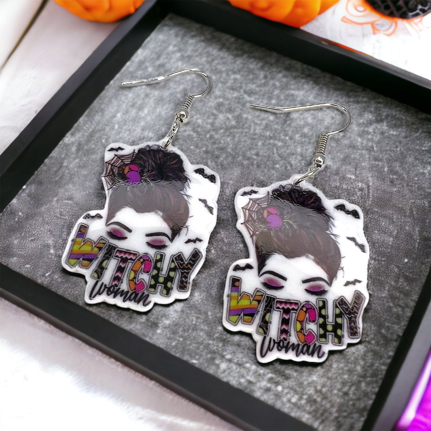 Witchy Woman Dangle Earrings – Acrylic & Stainless Steel Hooks - Rhythms of Grace Creative