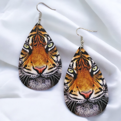 Roar with Style: Tiger Teardrop Dangle Earrings - Rhythms of Grace Creative