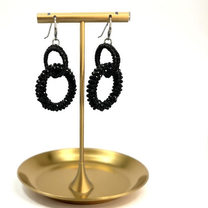 Sparkle and Shine: Stunning Black Beaded Dangle Earrings