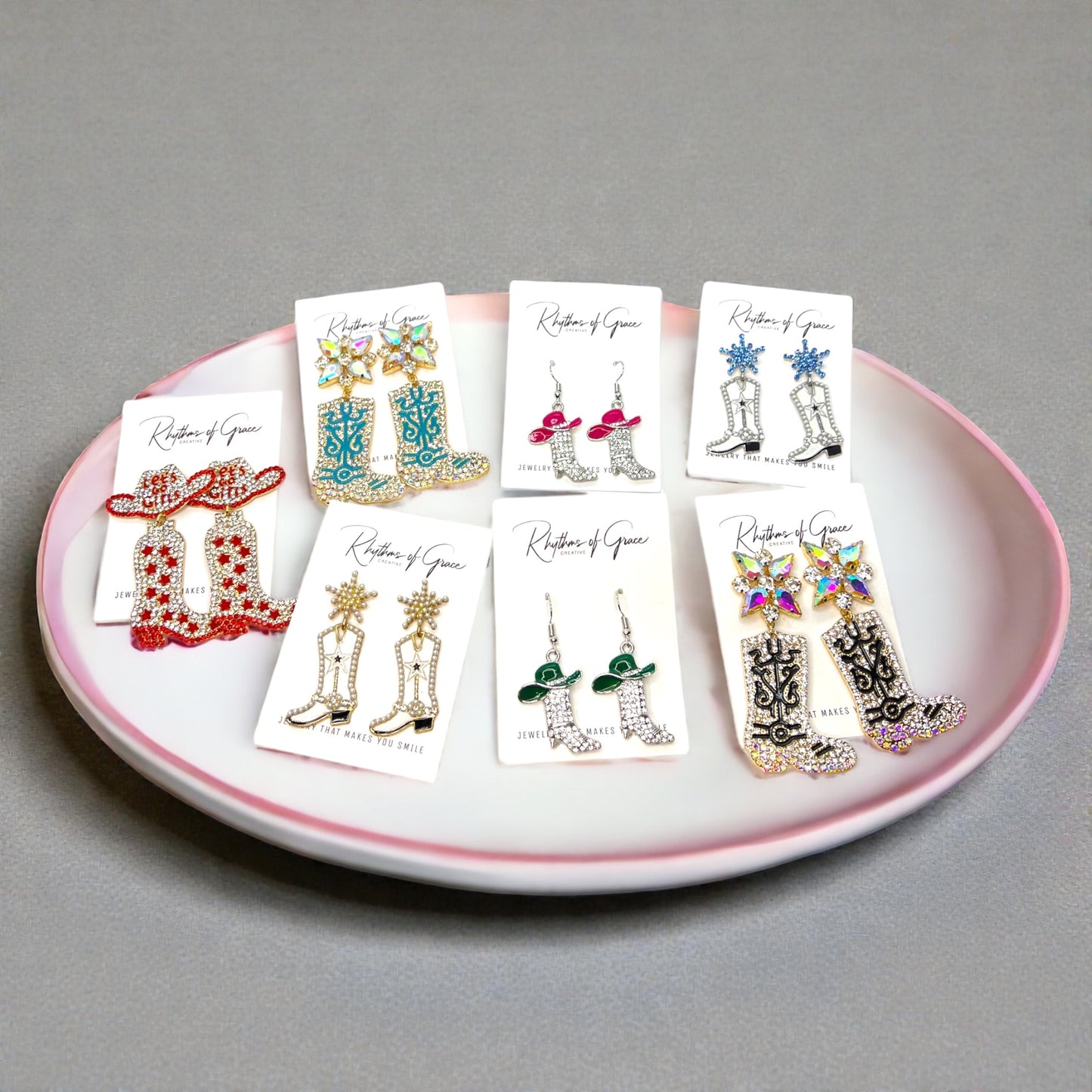 Rhinestone Cowgirl Boot Earrings | Western Rodeo Statement Earrings | Bachelorette Cowgirl Accessories