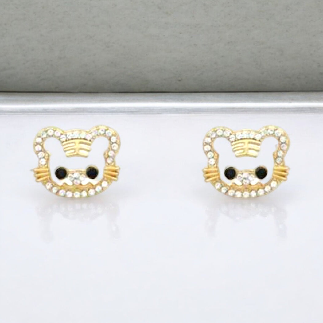 Rhinestone Tiger Earrings - Handmade Earrings, Tiger Studs, Tiger Jewelry, Stud Earrings, Tiny Tigers, Tiger Accessories, Tiger Mom - Rhythms of Grace Creative