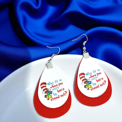 “Why Fit In?” Autism Awareness Teardrop Earrings – Stand Out in Style!