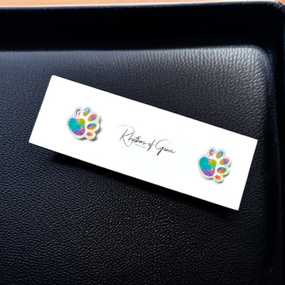 Paw-sitively Colorful Stud Earrings – Perfect Gift for Animal Lovers!