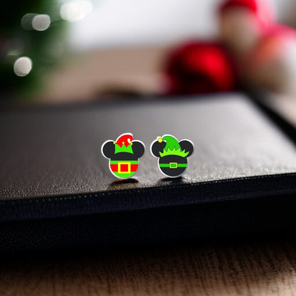 Festive Fun: Christmas Mouse Ears Stud Earrings - Perfect for Holiday Cheer!