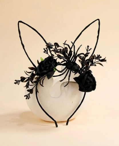Halloween Headband - Handmade Headpiece, Halloween Headpiece, Skull Bow, Skull Headpiece - Rhythms of Grace Creative