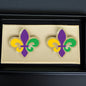 Celebrate in Style: Colorful Mardi Gras Stud Earrings - Fleur de Lis & Kingcake Designs!