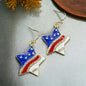 Patriotic Star Dangle Earrings - Stars & Stripes Design