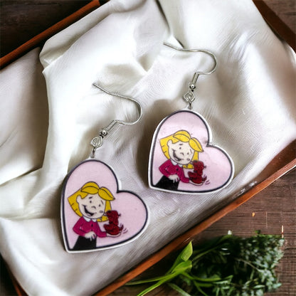 Retro Animated Character Earrings - Nostalgic '90s Cartoon-Inspired Fashion, Librarian