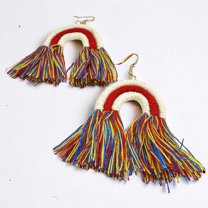Stars, Stripes, & Fringe: Patriotic Rainbow Earrings for a Dazzling Fourth of July!