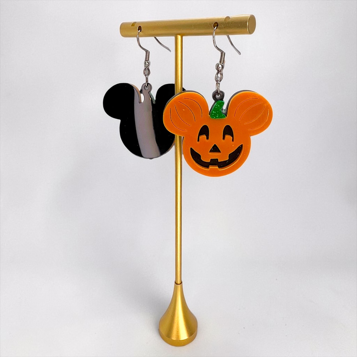 Mouse Pumpkin Earrings - Mouse Ears, Halloween Accessories , Halloween Earrings, Not So Scary Halloween, Pumpkin Earrings