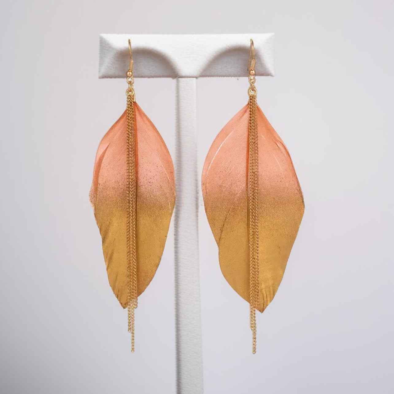 Gold Dipped Feather Earrings: Dance Into the Festivity!