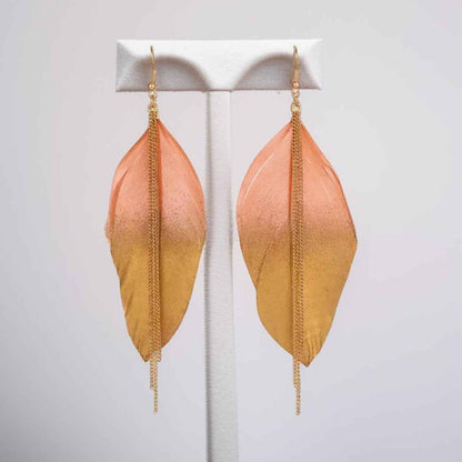 Gold Dipped Feather Earrings: Dance Into the Festivity!