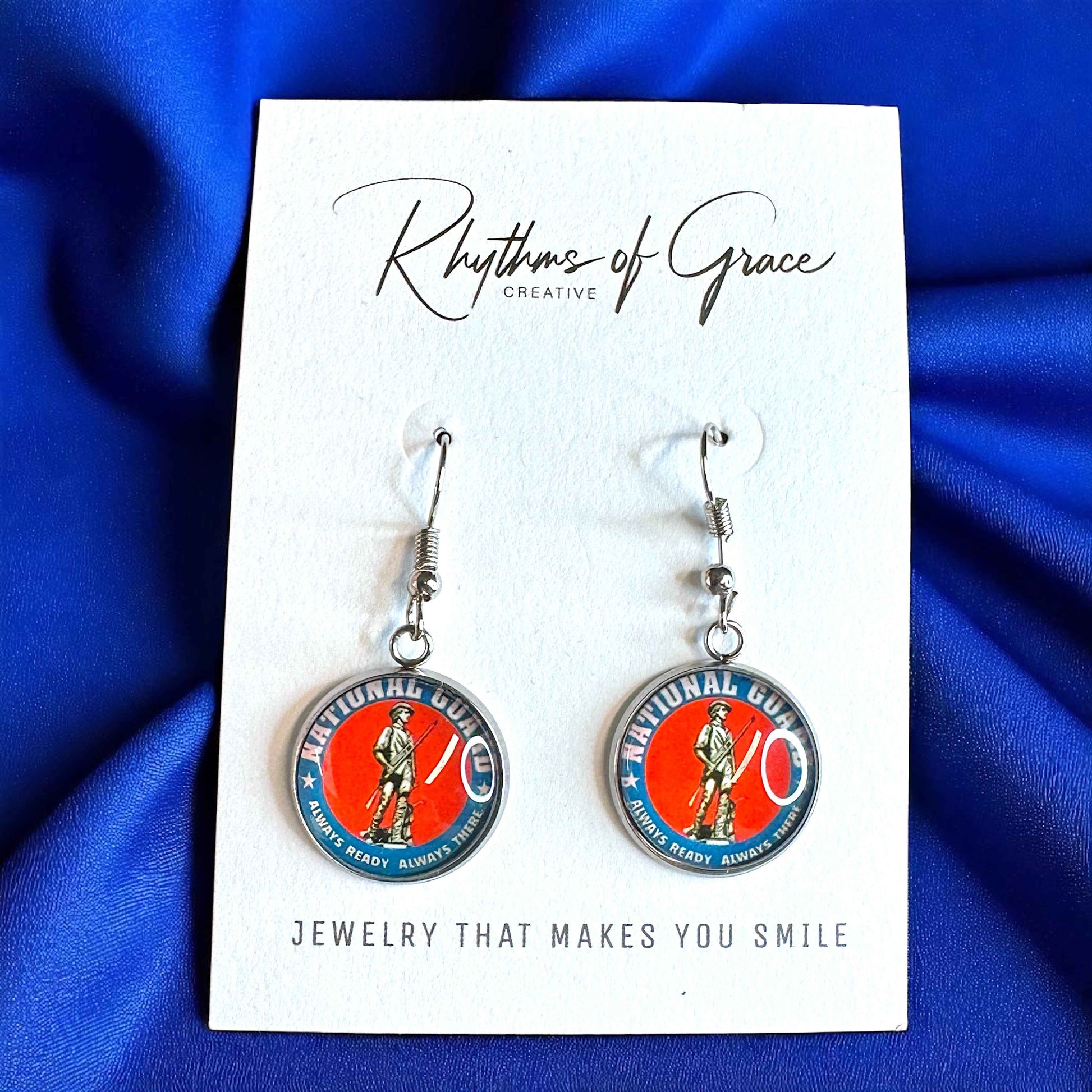 Military Mom Marvels: National Guard/Coast Guard Cabochon Dangle Earrings!