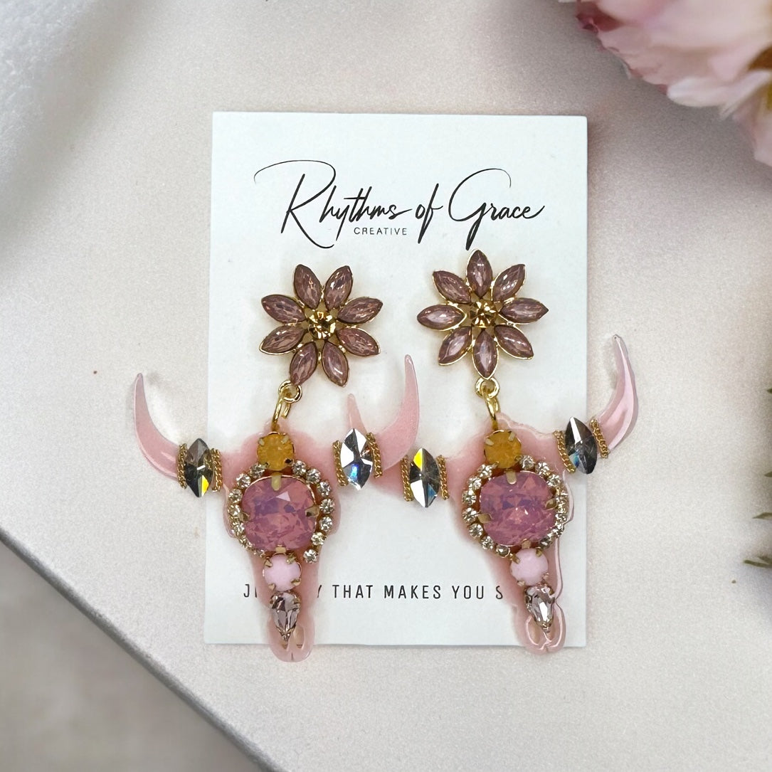 Stunning Western Inspired Rhinestone Dangle Earrings - Boho Jewelry Statement Piece