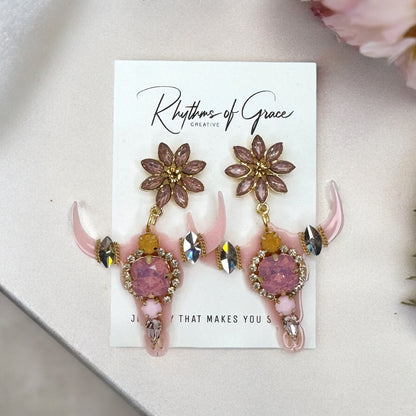Stunning Western Inspired Rhinestone Dangle Earrings - Boho Jewelry Statement Piece