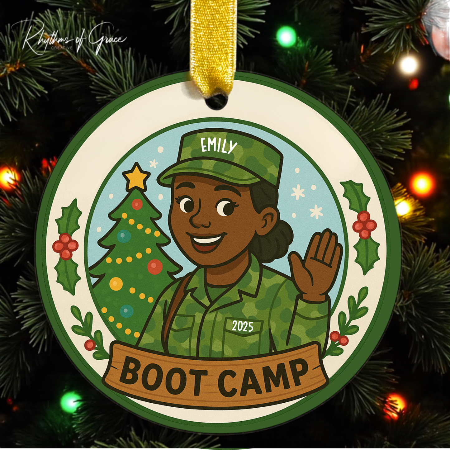 First Christmas at Boot Camp Ornament — Custom Military Milestone Keepsake