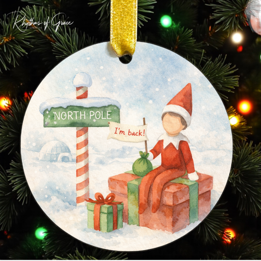 Elf Arrival & Departure Ornament – Two-Sided Elf on the Shelf Christmas Ornament