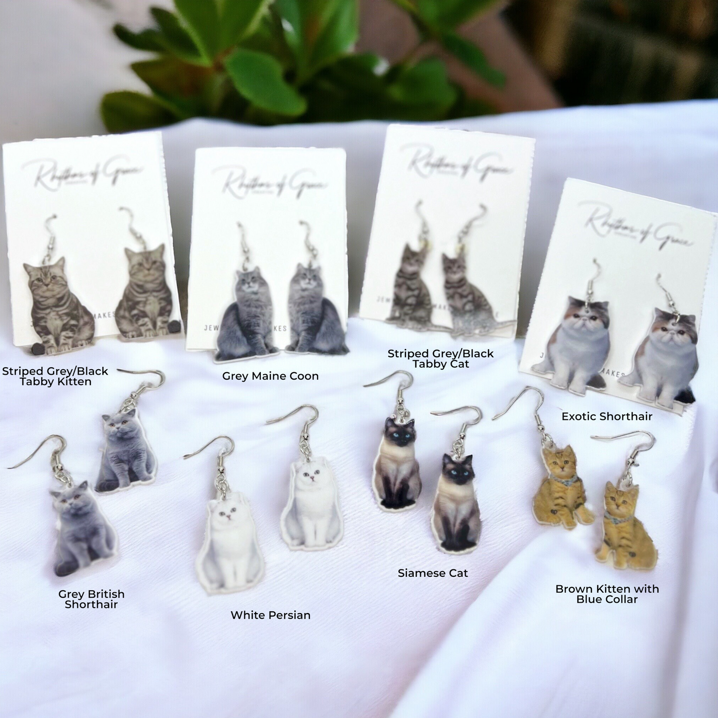 Cat Lover Earrings – 8 Adorable Breeds! Handmade Feline Statement Jewelry