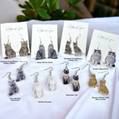Cat Lover Earrings – 8 Adorable Breeds! Handmade Feline Statement Jewelry