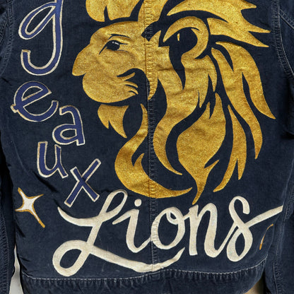 Hand Painted Jacket: “Geaux Lions” I Ladies Size Small Petite