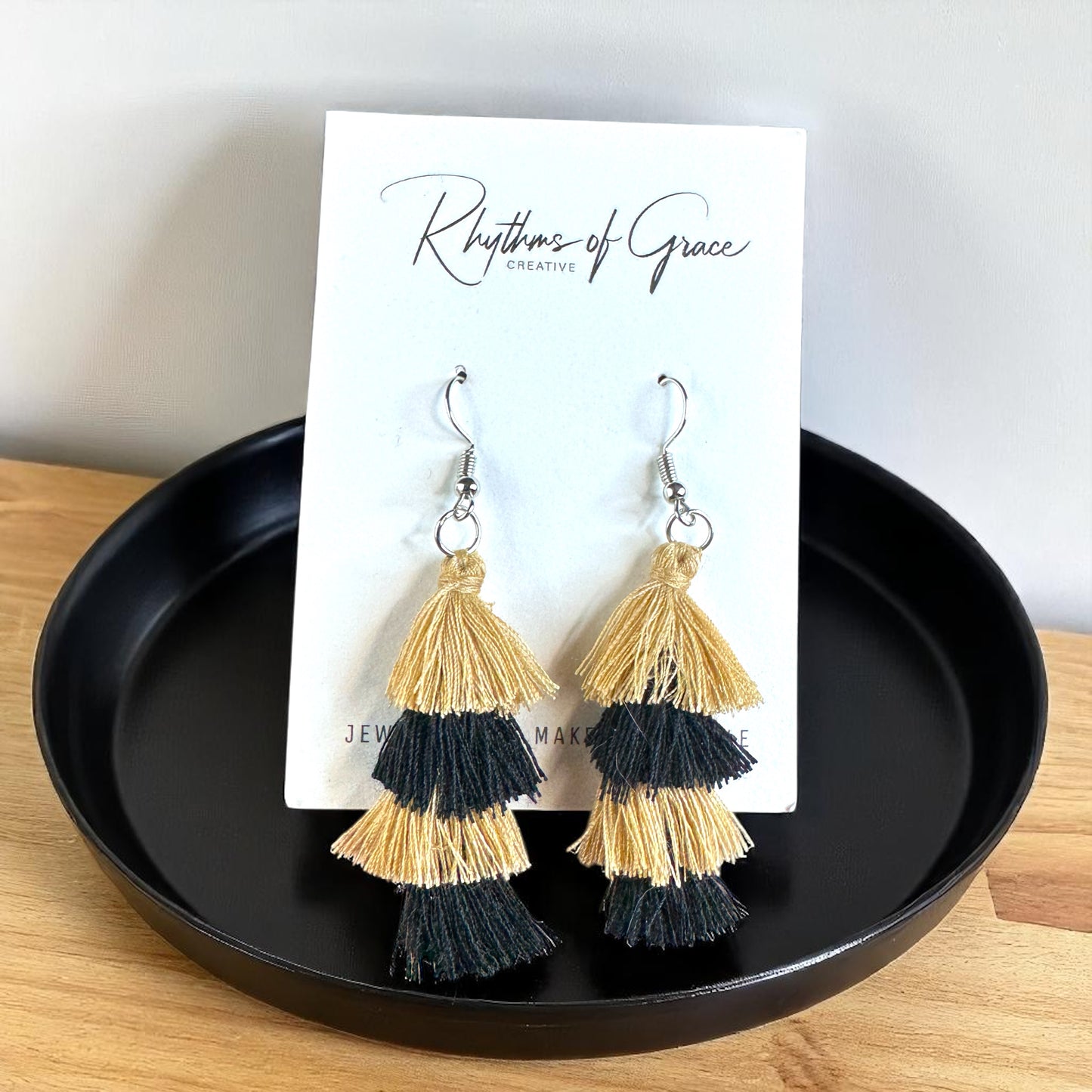 Step Up Your Style: Chic Black & Gold Tassel Earrings for Every Occasion!