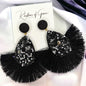 Black Tassel Earrings - Black Rhinestones, hinestone Accessories, Black Earrings, Black and Silver Earrings - Rhythms of Grace Creative
