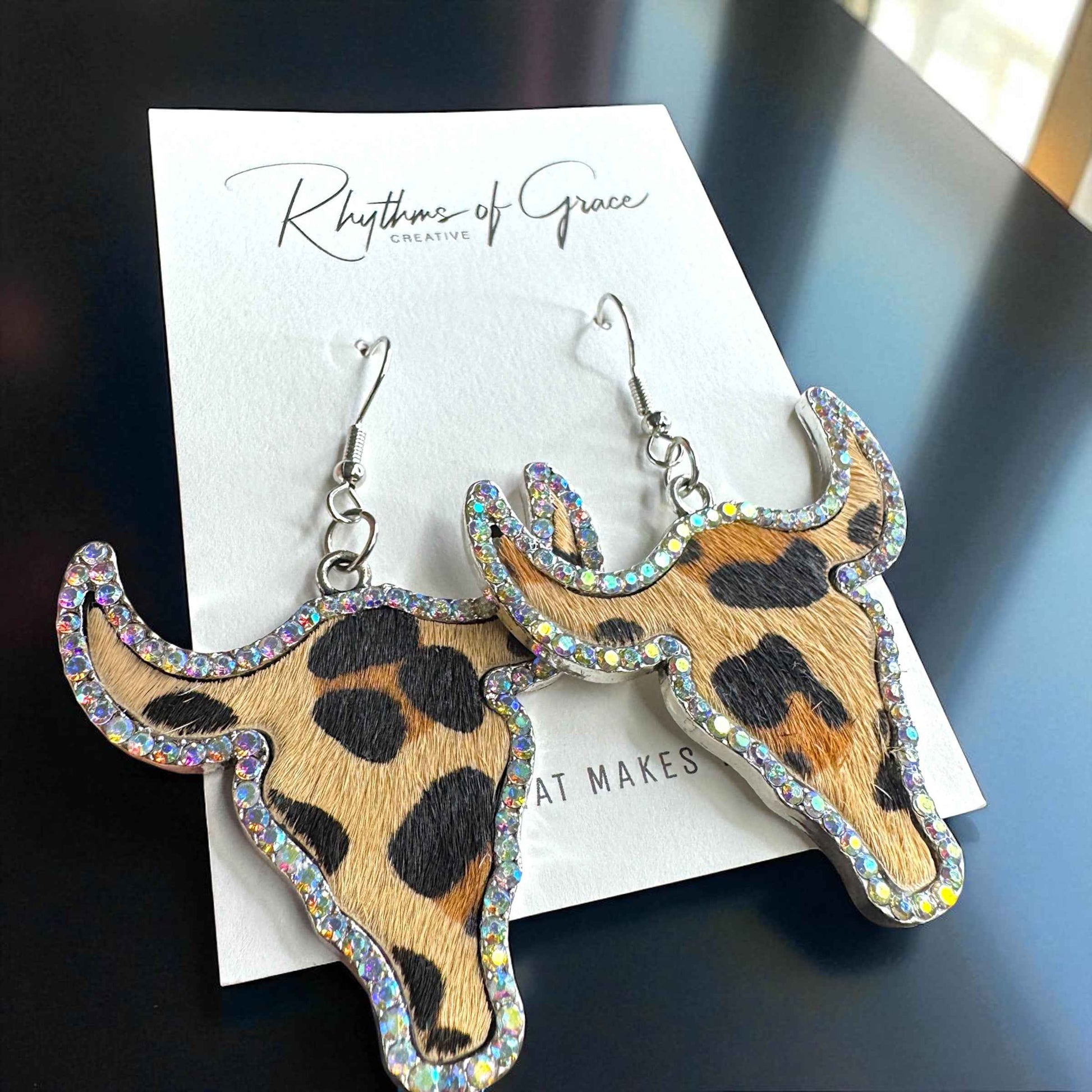 Giddy Up Glam: Rhinestone Longhorn Dangle Earrings