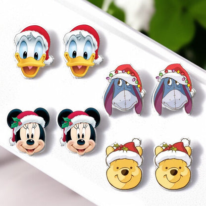 Festive Fun: Christmas Cartoon Ears Stud Earrings - Perfect for Holiday Cheer!