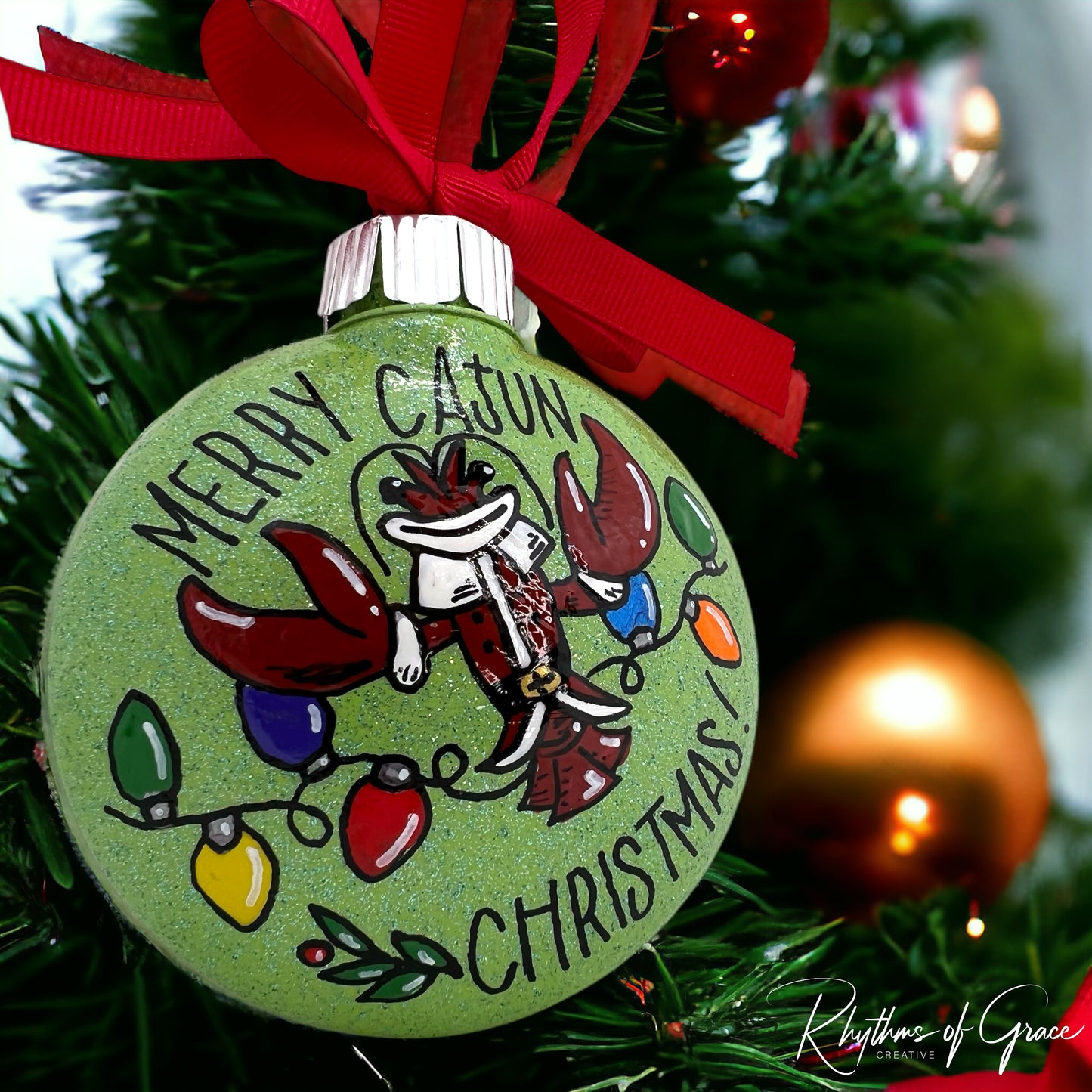 Unique Cajun Christmas Ornament - Merry Holiday Decor - Hand-Painted & Personalized