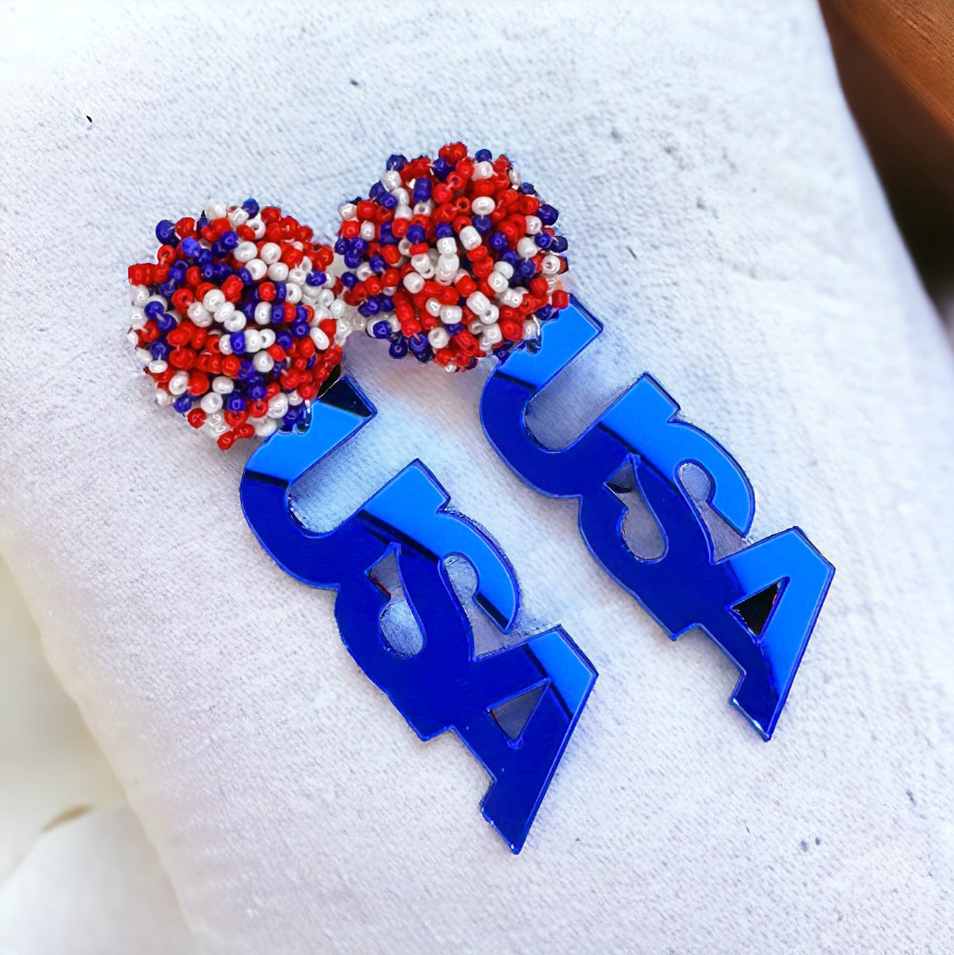 Patriotic Red White and Blue Dangle Earrings - Perfect for Fourth of July!