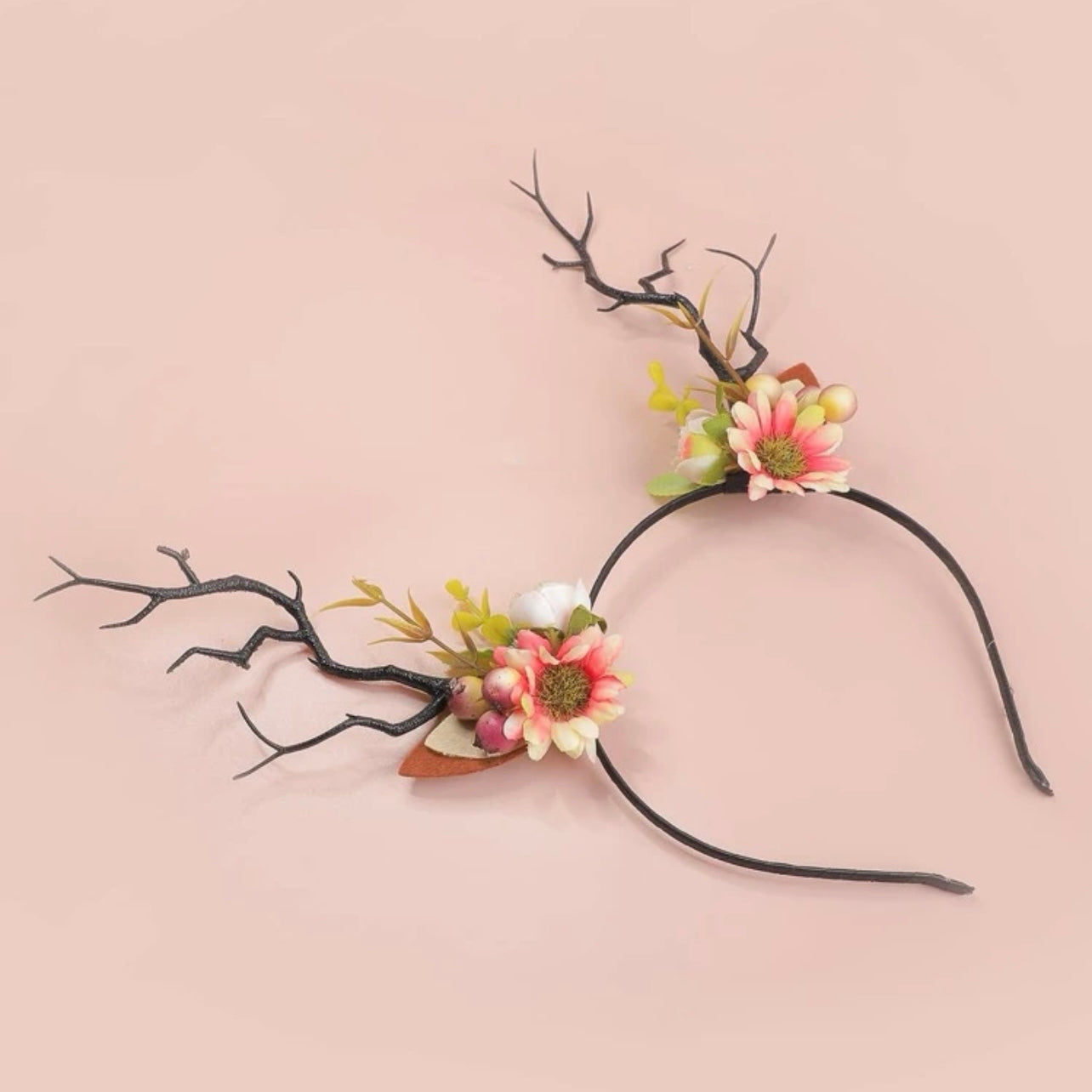 Pink Antler Headband - Handmade Headpiece, Woodland Nymph, Antler Headpiece, Fairy Costume - Rhythms of Grace Creative