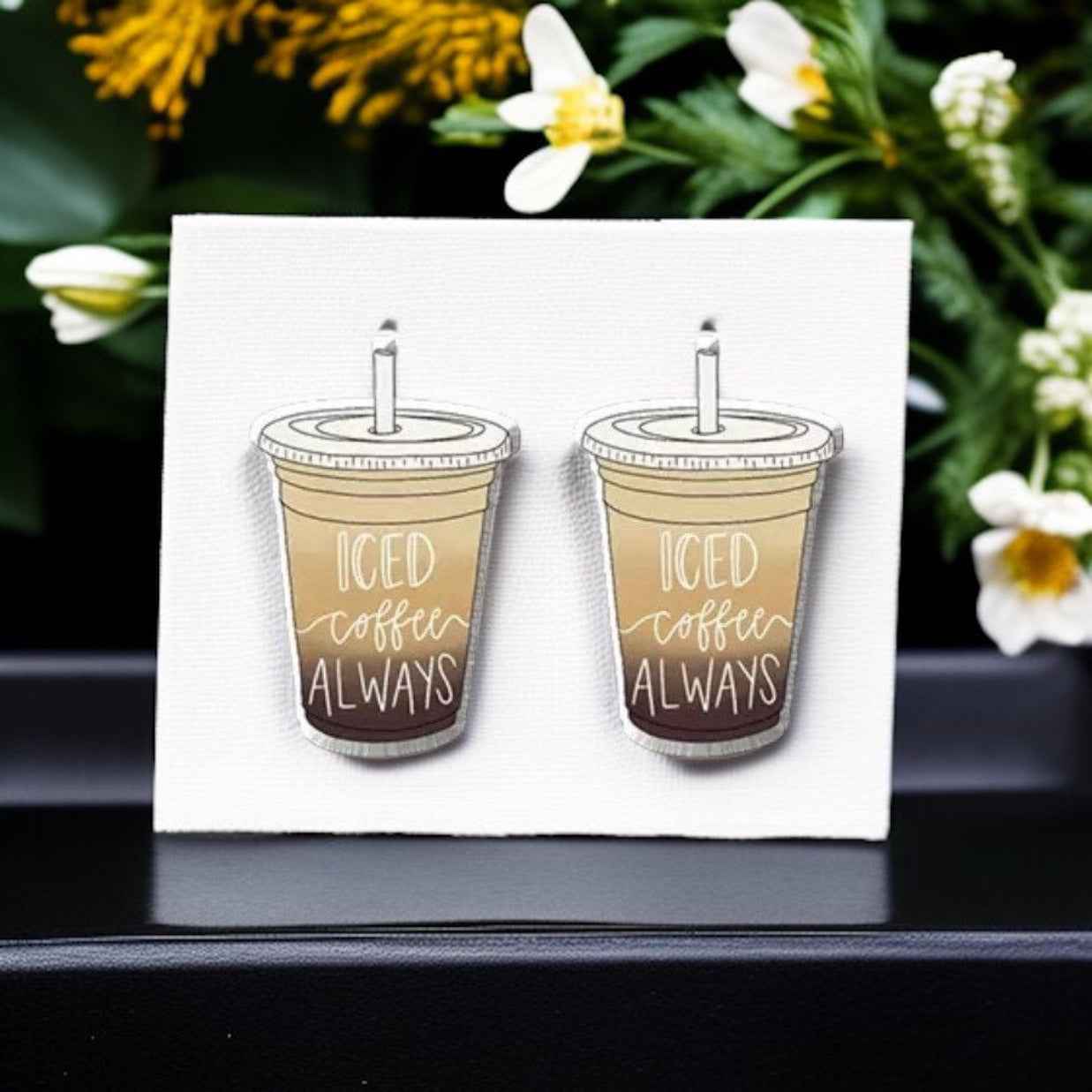 Iced Coffee Studs – Brew-tiful Style for Your Ears! ☕