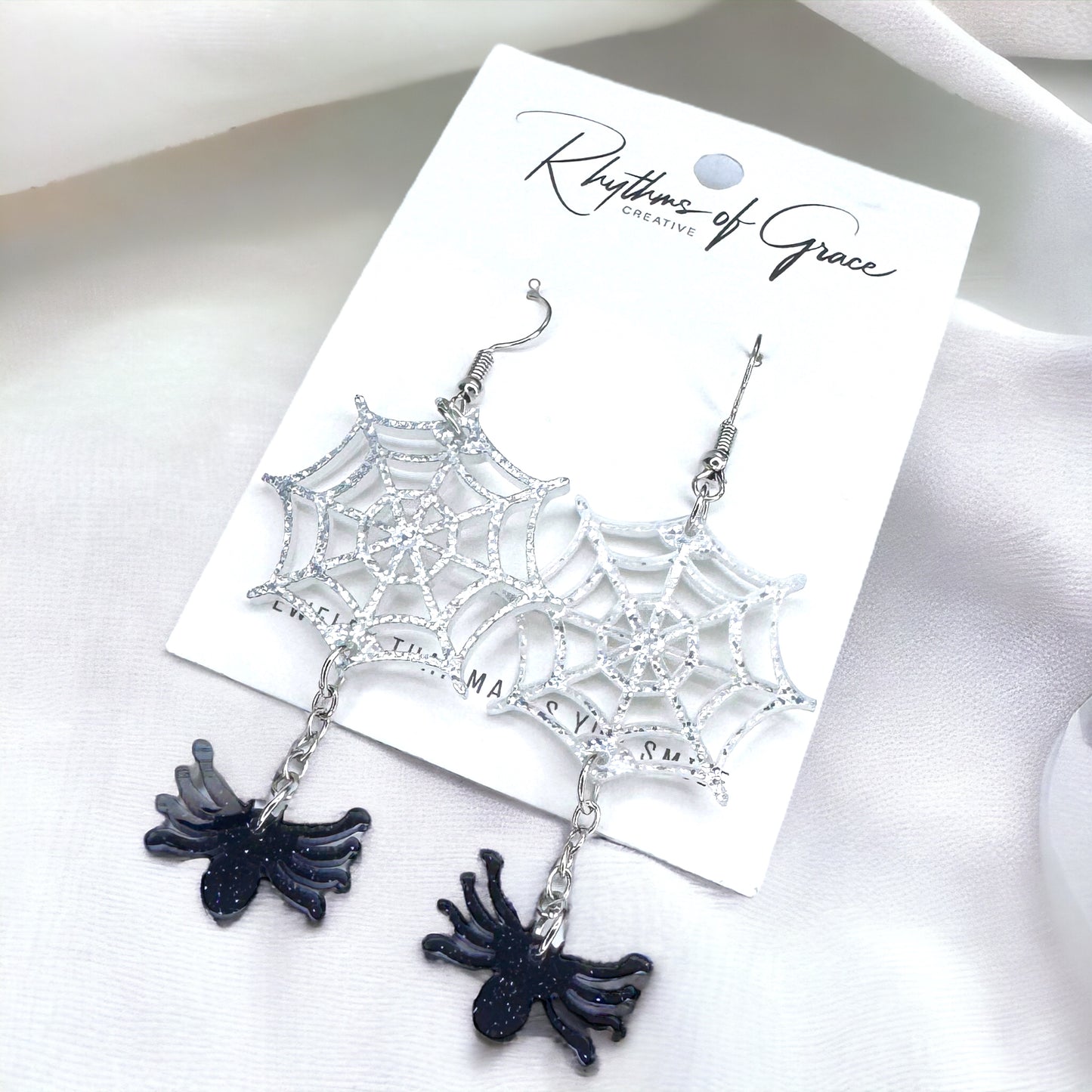 Whimsical Spider Web Dangle Earrings - Sparkle Your Style!