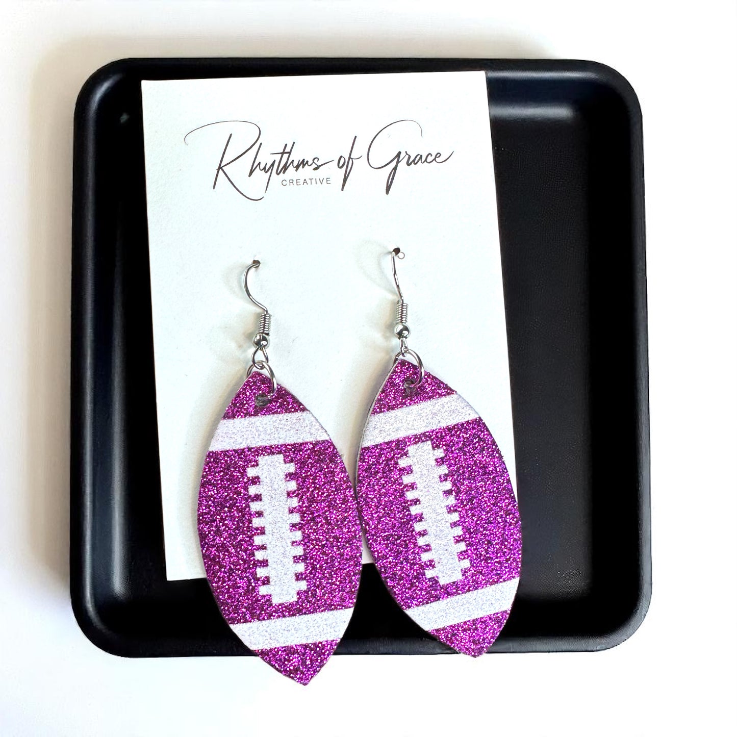 Score Big with Sparkle! Glitter Football Dangle Earrings 🏈