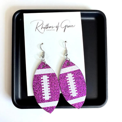 Score Big with Sparkle! Glitter Football Dangle Earrings 🏈