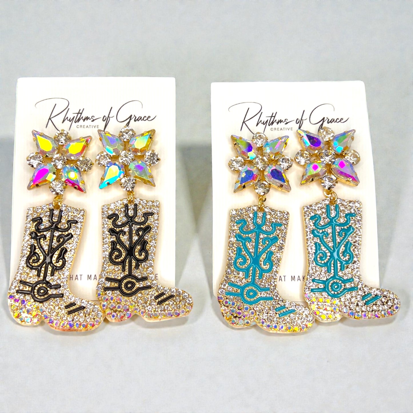 Rhinestone Cowgirl Boot Earrings | Western Rodeo Statement Earrings | Bachelorette Cowgirl Accessories