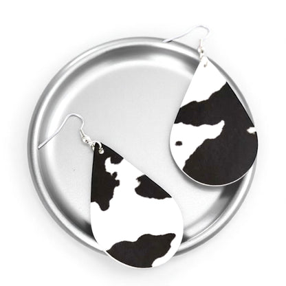 Stylishly Chic Cow Print Teardrop Earrings – Perfect for Everyday