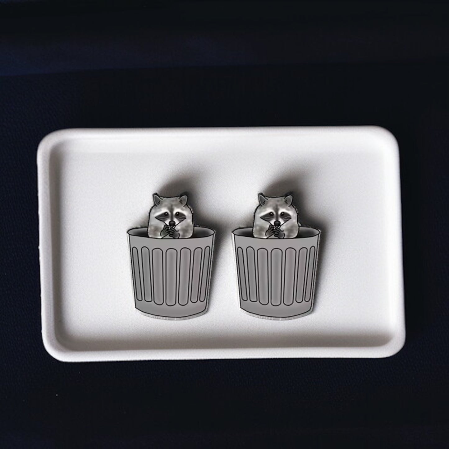 Ravishing Raccoon Stud Earrings - Double the Cuteness!