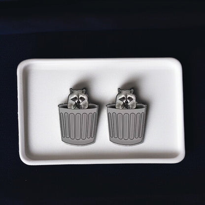 Ravishing Raccoon Stud Earrings - Double the Cuteness!